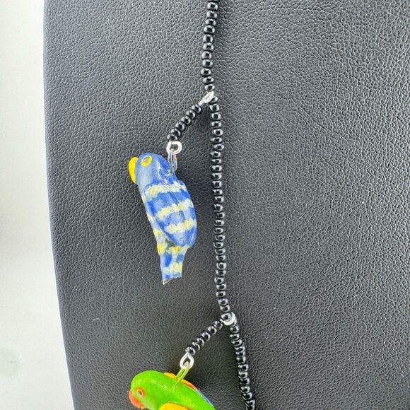 Vintage UPAVIM Guatemala Ceramic Bird Necklace Hand Painted Folk Art Fair Trade - Picture 7 of 11